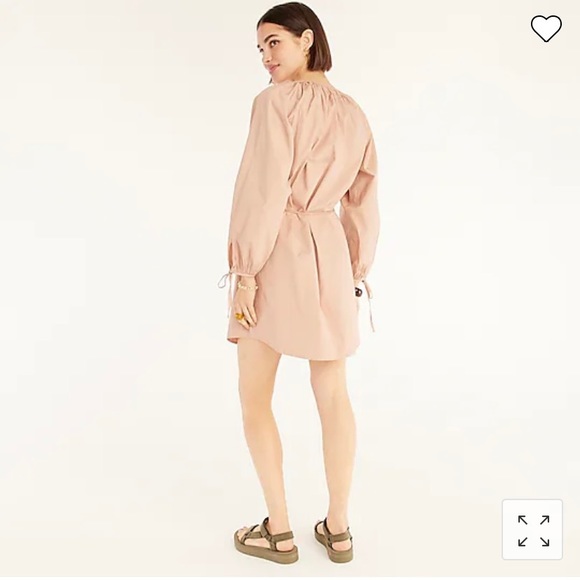 NWT. J. CREW Tie-sleeve button-front dress in cotton poplin.  XXL - Picture 2 of 5